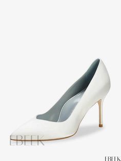 Ebeek - Elegant Satin Wedding Shoes: Pointed Toe High Heel Bridal Pumps with Effortless Slip-On Design Fall Toes, Satin Wedding Shoes, Bridal Pumps, Pointed Shoes, Point Shoes, Satin Wedding, Types Of Shoes, Wedding Shoes, High Heel