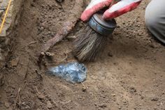 a person holding a brush in the dirt