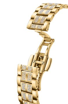 With an elegant rectangular case and eight sparkling lab-created diamonds on the dial, this bracelet watch is a standout accessory. 23mm x 8mm case; 15mm band width   Total lab-created diamond weight: 0.04ct.   Swiss quartz movement   Screw-down caseback   Mineral crystal face   Stainless steel/goldtone plate/crystal   Imported    >Diamond Guide Gold Jewelry With Diamond Accents And Rectangular Dial, Rectangular Yellow Gold Diamond Watch, Modern Watches With Diamond Accents And Rectangular Dial, Modern Diamond Watch With Rectangular Dial And Diamond Accents, Modern Watch With Diamond Accents And Rectangular Dial, Timeless Diamond Bracelet Watch, Modern Diamond Watch With Rectangular Dial, Elegant Rectangular Watch Bands With Polished Finish, Elegant Gold Watch Band With Bracelet Strap