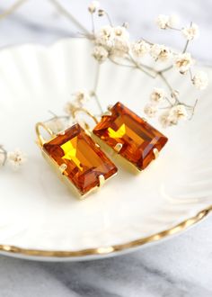 Amber Crystal Drop Earrings Honey Crystal Drop Earrings - Etsy Crystal Earrings Aesthetic, Wealth Branding, Orange Honey, Jewelry Photography Styling, Autumn Orange, Aqua Mint, Amber Crystal, Orange Crystals, Orange Earrings