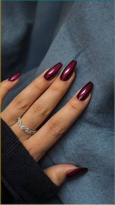 Burgundy Fall Nails 2024, Nails November 2023 Trends, Maroon Nails Almond Shape, 2024 Nails Fall, Autom Nails 2024, Nail Color Trends Fall 2024, Nail Design Fall 2024, Moscow Mule Nails Chrome, Halloween Color Nail Ideas