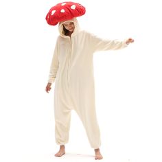 Full Of Fun Details: This Red Mushroom onesie pajamas features with eyes, nose,ears and head angle. The lovely appearance helps your Red Mushroom onesie stand out for your convention or party! Comfy & Cozy: This Red Mushroom onesie pajamas has two side pockets.This plush material is so soft to the touch and can kee Onesie For Women, Halloween Costume Onesie, Cozy Party, Matching Onesies, Mushroom Costume, Black Mushroom, Adult Onesie Pajamas, Pajama Costume, Onesie Costumes