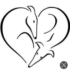 a black and white drawing of a heart shaped animal