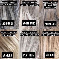 The chart of my dreams ✨ Redken shades eq ✨ What formulation would you use for Ash Grey, White Sand, Ashy Beige, Vanilla, Platinum and… Short Hairstyling, Blonde Toner, Face Hairstyles, Blonde Hair Goals, Beige Blonde Hair, Beige Hair