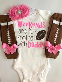 Baby girl football outfit- newborn football- Weekends are for Football with Daddy- baby girl outfit- infant girl clothes Sundays Are For Football, Infant Girl, Watch Football, Football Outfits