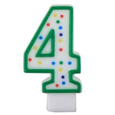 a birthday candle with the number four on it