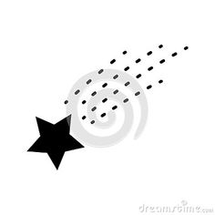 a black and white image of a star shooting out of the sky with dots on it