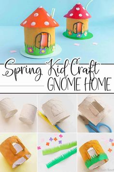 the instructions to make a paper house and toothbrush holder for spring kids'crafts