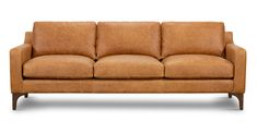 a tan leather couch on a white background