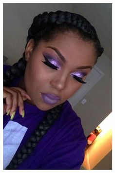 Purple Make Up Looks Black Women, Purple Eye Makeup For Black Women, Purple And Gold Makeup Looks For Black Women, Dark Purple Makeup Looks For Black Women, Pink Dress Makeup, Purple Eyeshadow On Black Women, Makeup Stencils, Hazel Eye Makeup, Makeup Order