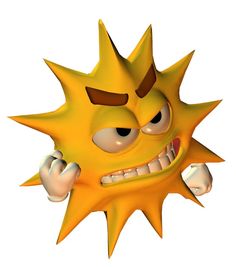 a yellow cartoon character with an angry look on his face