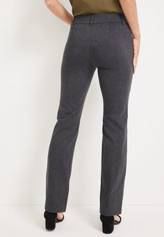 Maurices Women's Bengaline Mid Rise Bootcut Pants Gray Size Medium - Fitted Straight Pants With Pull-on Style, Fitted Full-length Pull-on Dress Pants, Fitted Full Length Pull-on Dress Pants, Fitted Pull-on Full Length Pants, Stretch Pull-on Style Dress Pants, Fitted Full-length Pull-on Pants, Stretch Elastane Straight Work Pants, Stretch Straight Elastane Work Pants, Full Length 4-way Stretch Pull-on Pants