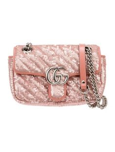 Gucci Shoulder BagPink SequinsFloral PrintSilver-Tone HardwareLeather TrimChain-Link Shoulder StrapSatin Lining & Single Interior PocketPush-Lock Closure at FrontIncludes Dust Bag Dust Bag, Women Handbags, Gucci, Shoulder Bag, Handbags, Pink