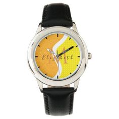 This colorful, vibrant watch would make an amazing gift for tennis player, coach or anyone who's into the game! It's a simple yet cool gift for birthday or any other occasion. Easily add the desired name and initial by clicking on the "personalize this template" option. If you have any design related questions/requests or need help with customization, please do not hesitate to contact us. Yellow Kids, Kids Watch, Childrens Watches, Tennis Player, Watches Unique, Kids Watches, Tennis Ball, Gift For Birthday, Yellow Orange