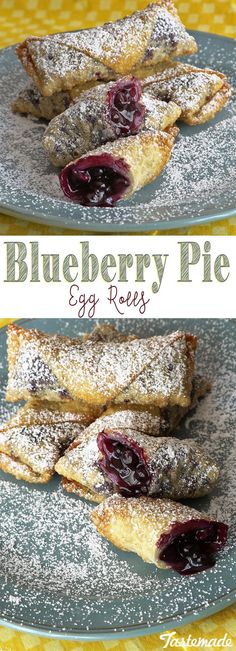 blueberry pie egg rolls on a plate