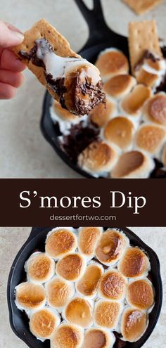 s'mores dip in a cast iron skillet