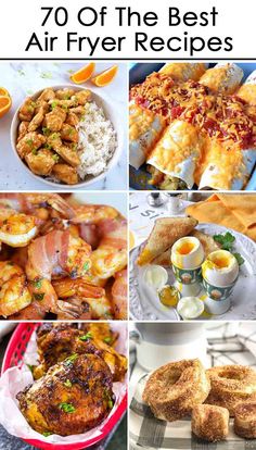 the top ten air fryer recipes are featured in this collage with text overlay