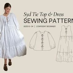 Syd Tie Top PDF Sewing Pattern Size Inclusive 0-34 Beginner Friendly Detailed Video Tutorial - Etsy Summer Dress Sewing Pattern, Apparel Sewing, Winter Sewing, Thrift Flips, Diy Wardrobe, Sewing Things, Summer Sewing, Mid Calf Dresses, Paper Sewing Patterns