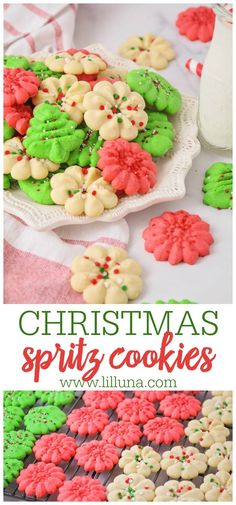 Spritz cookies are buttery and sweet pressed cookies. They are festive and so fun to make, with all kinds of shapes! #spritzcookies #cookies #christmascookies #christmastreat #dessert Butter Spritz Cookies, Christmas Spritz Cookies, Soft Play Dough, Spritz Cookie Recipe, Yummy Christmas Treats, Plain Cookies, Easy Christmas Cookie Recipes, Blossom Cookies, Spritz Cookies