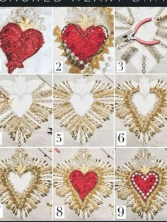 the instructions for how to make an angel heart ornament with sequins