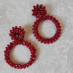 Beautiful Red Beaded Earrings From Dauplaise . 2.5" Long , 1.75"X1.75" Bottom Ring , 1.5"X1 5" Top Ring . New With Original Price Tag. Red Round Beaded Party Earrings, Red Beaded Earrings, Top Rings, Earrings Color, Price Tag, Beaded Earrings, Jewelry Earrings, Women Jewelry, Ring