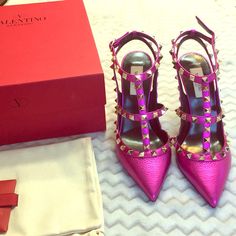 Nib Valentino Garavani Rockstud Ankle Strap Heels Sz 38 **Very Slight Minor Scuffs At Top Of Heels Shoes Are Brand New Designer Pink Heels For Galas, Best African Dresses, Valentino Garavani Shoes, African Dresses, Selling On Poshmark, Ankle Strap Heels, Heels Shoes, African Dress, Strap Heels