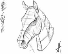 a drawing of a horse's head