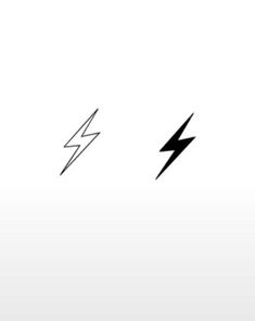 two black and white lightning symbols on a white background