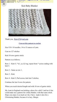 the knitted blanket is shown with instructions to make it look like they have been croche