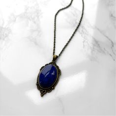 Lapis Lazuli Pendant Necklace | Antique Silver or Gold | 24" Chain Higher Knowledge + Third Eye + Psychic Abilities + Transformation Carry your intentions wherever you go with a handmade Lapis Lazuli pendant necklace. Each pendant is custom made with an antique gold or silver filigree base and comes with an 24" chain with lobster clasp fastening. Known as the "Wisdom Stone" and said to contain the soul of the gods, Lapis Lazuli has been favored by royals, artists, and magical practitioners throu Pick Your Poison, Lapis Lazuli Pendant, Necklace Antique, The Wisdom, Psychic Abilities, Silver Filigree, Third Eye, Psychic, Crystal Jewelry