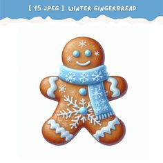 an image of a gingerbread with snowflakes on it