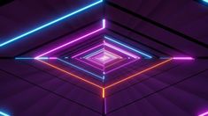 an abstract background with neon lights in the shape of hexagons and rectangles