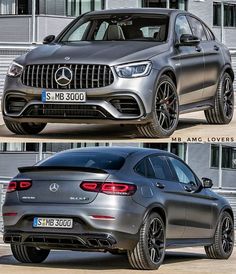 two pictures of the same mercedes suv in different colors and sizes, one is silver