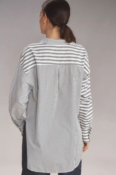 The Bennet Buttondown Shirt by Maeve: Blocked Stripe Edition | Anthropologie Anthropologie Uk, Warrior Queen, Greek Goddess, Color Coding, High & Low, Anthropologie, Button Down Shirt, Tops & Tees, Top Outfits