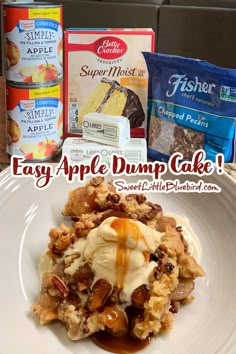 EASY APPLE DUMP CAKE  -This quick and easy apple dessert calls for just 4 ingredients – canned apple pie filling, yellow cake mix, butter and chopped pecans (optional). Top this awesome cake with vanilla ice cream and caramel sauce for a delicious fall treat. Bonus…your home will smell amazing! Cake With Apples, Spaghetti Easy, Best Grill Recipes, 1000 Island, Autumn Apples