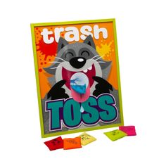 the trash toss game is in front of a white background