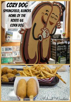 a collage of photos with food items including french fries and hot dog buns