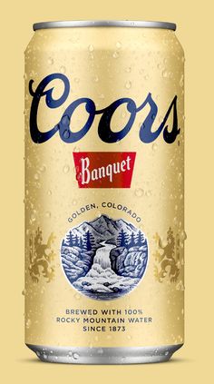 a can of coors beer on a yellow background