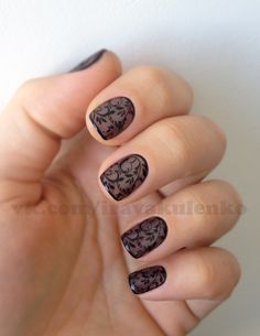 Stampimg BM-023, Nail art, Black Lace Nail Design, Black Gel Nails, Lace Nail Art, Sheer Nails, Art Designs Ideas, Gothic Nails, Lace Nails, Gel Nail Design, Glass Nails