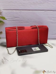 Bird in Bag - Pleated Red Clutch Bag for Evening Wear Red Square Shoulder Bag, Red Square Bag For Formal Occasions, Square Red Clutch, Red Rectangular Shoulder Bag For Valentine's Day, Red Square Evening Bag, Red Square Evening Bags, Red Clutch Bag For Valentine's Day, Red Pouch Shoulder Bag For Valentine's Day, Handheld Red Clutch As A Gift