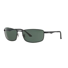 Sleek and stylish, these rectangular Ray-Ban sunglasses are a classic choice. Frame material: brushed aluminum; rubber Frame color: black Lens material: polycarbonate Lens color: green Durability: 2x more impact resistant & 12x more scratch resistant than common lenses; weather proof Eye protection: UVA/UVB & harmful blue light Case: pouch with microfiber cleaning cloth Warranty: manufacturer's 2-year limited For warranty information please click here Model number: RB3498 FIT DETAILS Eye Casual Rectangular Metal Frame Sunglasses, Black Rectangular Sunglasses With Metal Frame, Best Leather Wallet, Denim Shirt Style, Italian Handbags, Glasses Trends, Perfect Coat, Womens Sunglasses, Fit Details