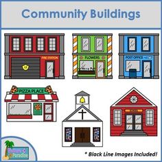 Create your own city with this awesome clip art pack! With so many buildings to choose from, you will have a hard time picking your favorite! The following buildings are included:- Bakery- Bank- Barber Shop- Church- Coffee House- Fire Station- Flower Shop- Grocery Store- Hospital- House- Ice Cream Shop- Library- Museum- Office Building- Pet Store- Pizza Shop- Police Station- Post Office- School- TheatreThis pack works well with my "Bubble Buddies Career Clip Art". Cardboard Community Buildings, Community Buildings Free Printable, Community Clipart, Museum Office, Places In The Community, Communities Unit, Community Places, Community Helpers Theme, Colour Drawing