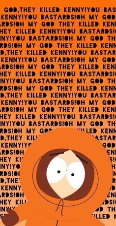 an orange and black poster with the words south park written in different languages on it