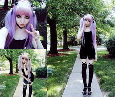 Pastel Goth hairstyld, haircolor, clothing and accesoires. Pastel Goth 2014 Tumblr, 2014 Pastel Goth, Pastel Goth 2014, Pastel Goth Outfits Aesthetic, Tumblr Pastel Goth, Pastel Goth Tumblr, Horn Hair Clips, Goth Outfits Aesthetic, Giffany Gravity Falls