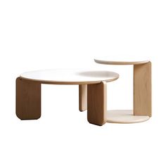 two tables sitting next to each other on a white background