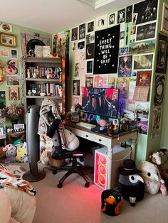 a room filled with lots of clutter and stuffed animals