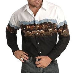 Men's Shirt Western Shirt Animal Horse Graphic Prints Turndown Black White Black / Green Light Green Black / Brown 3D Print Outdoor Street Long Sleeve Print Button-Down Clothing Apparel Fashion 2024 - $27.99 Horse Graphic, Mens Shirts Online, Graduation Outfits, Graphic Print Shirt, Design Stand, 3d Shirt, Comfy Shirts, Summer Concert, Men Shirt Style