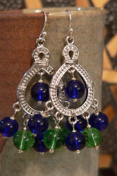 Blue Nickel-free Dangle Chandelier Earrings, Boho Earring, Cobalt Blue Earrings, Earring Dangle, Fayetteville Nc, Bold Earrings, Apple Green, Blue Earrings, Green Apple