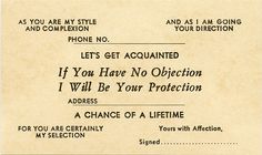 a close up of a piece of paper with an ad on it that says'if you have no object, i will be your protection address for a chance of a