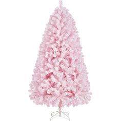 a pink christmas tree on a white background